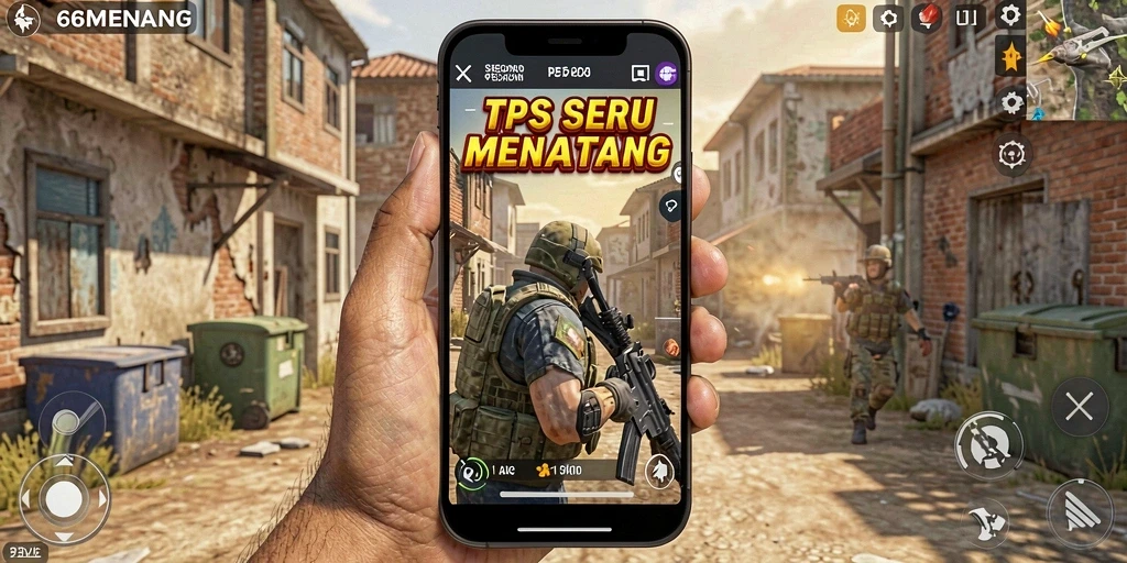 Tampilan intens dari gameplay 66MENANG dalam aksi TPS.