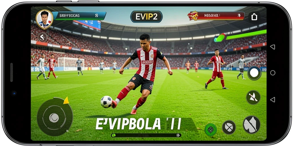 Tampilan gameplay menarik di lapangan sepak bola.
