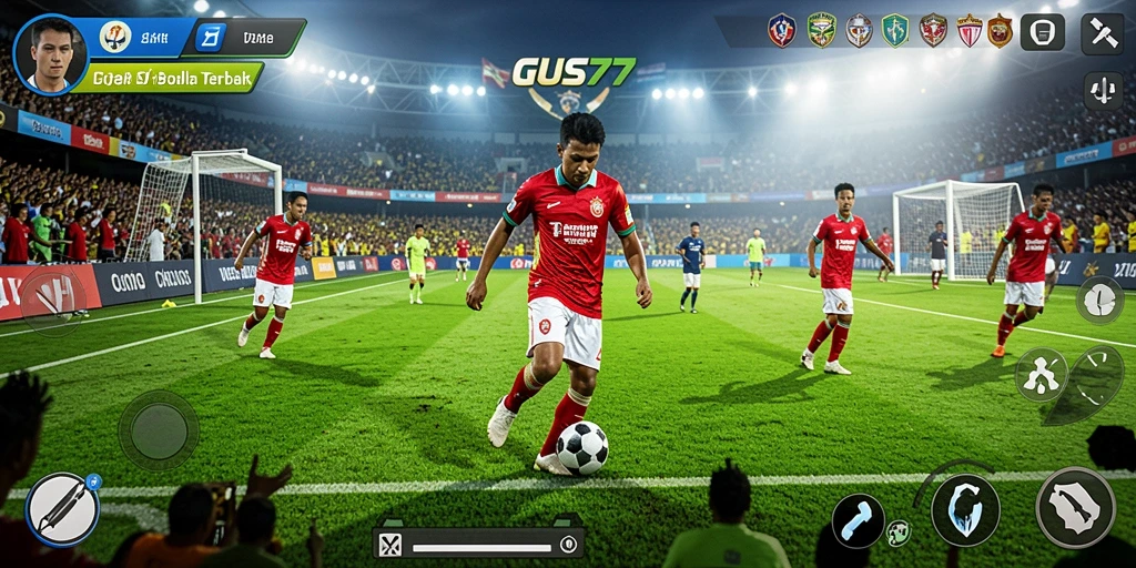 Tampilan aksi permainan sepak bola yang mendebarkan di GUS77.