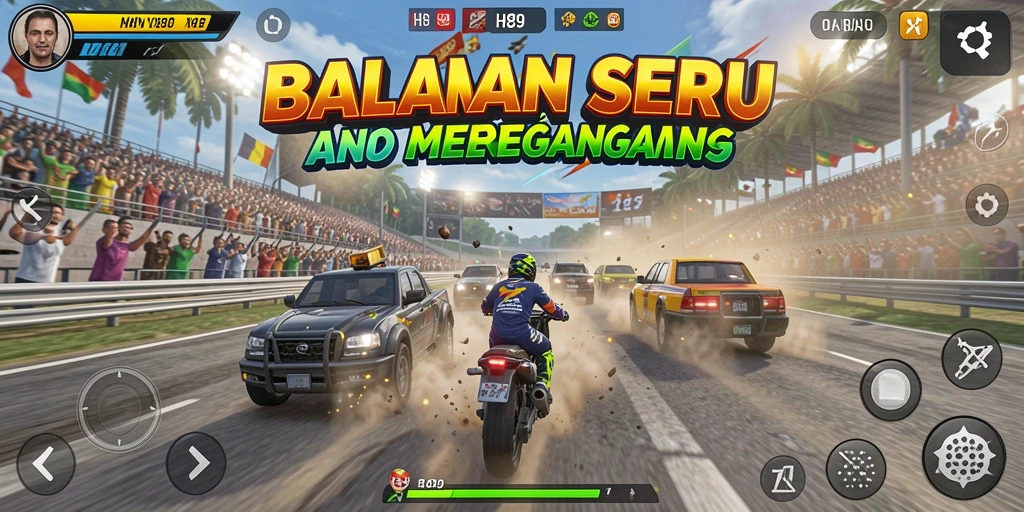 Tampilan menegangkan dari gameplay H89 saat balapan di trek.