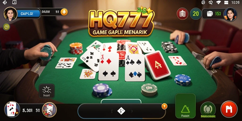 Screenshot gameplay HQ777 menampilkan suasana seru bermain Gaple.