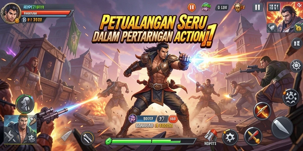 Screenshot gameplay KOPI77 menampilkan aksi pertarungan yang mendebarkan.