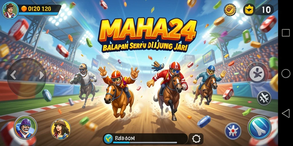 Gameplay seru di <strong>MAHA24</strong>, balapan mendebarkan di lintasan yang menantang.