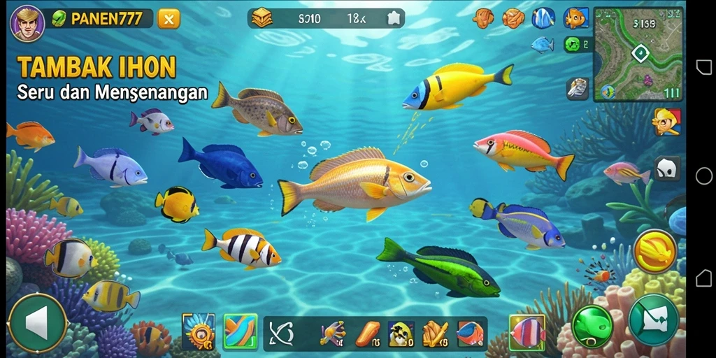 Tampilan gameplay Tembak Ikan yang seru dan menarik.