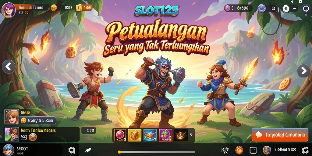 Tangkapan layar gameplay SLOT123 yang penuh aksi dan petualangan.