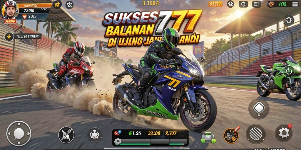 Tampilan gameplay seru balapan motor di SUKSES777.