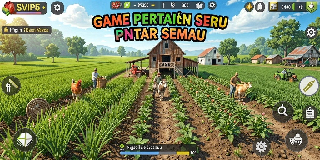 Tampilan gameplay SVIP5 dengan aktivitas bertani yang seru dan interaktif.