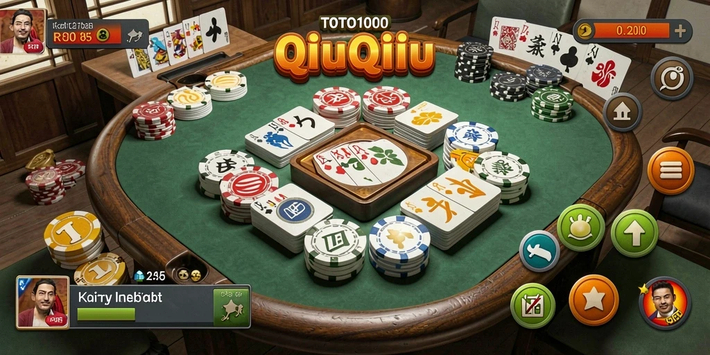 Screenshot gameplay TOTO1000 menampilkan suasana permainan QiuQiu yang mendebarkan.