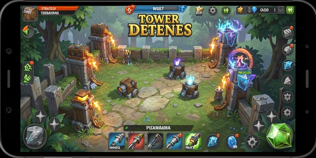 Tampilan gameplay menarik dari WG87 menunjukkan strategi Tower Defense yang mendebarkan.